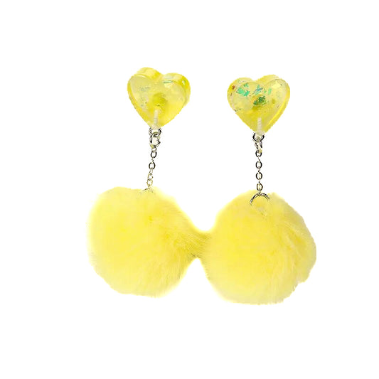 Brinco Fluffy Heart Amarelo